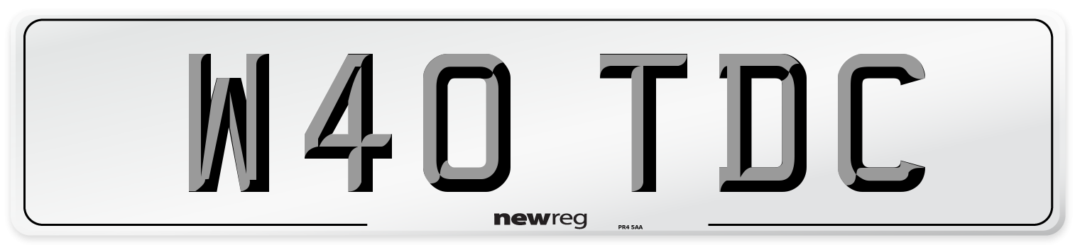 W40 TDC Number Plate from New Reg